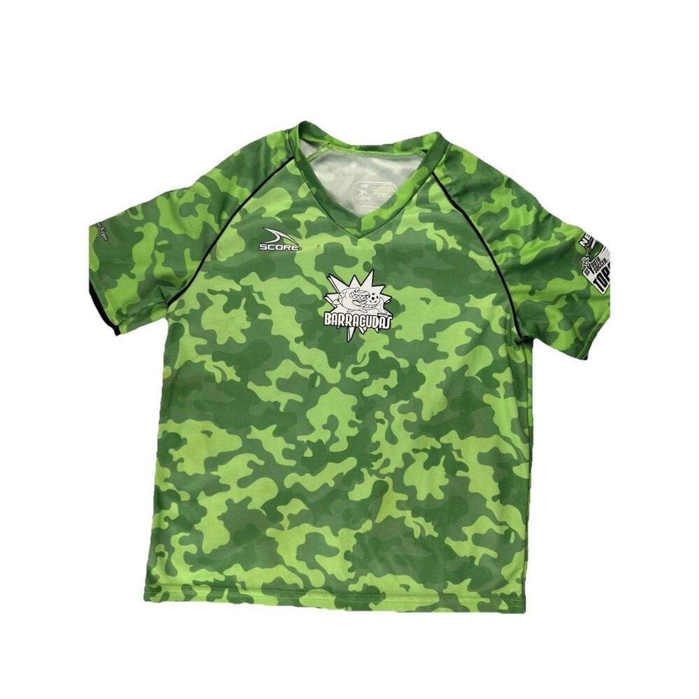 Score Soccer Jersey Youth Medium YM Green Camo Barracudas Las Vegas – Pre-owned